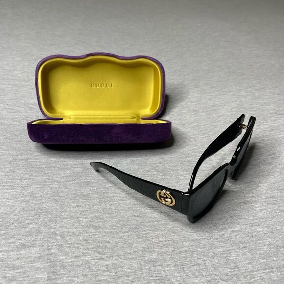 GUCCI Authentic Women's Gold Logo Havana Sunglasses - Picture 1 of 12